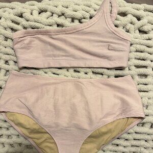 Old Navy Baby Pink One Shoulder Rib Bikini Set size XL